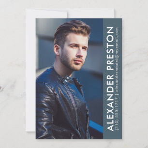 Model Actor Foto Comp Card 12x18 Blue AP Einladung