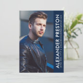 Model Actor Foto Comp Card 12x18 dk Blue AP Einladung (Stehend Vorderseite)