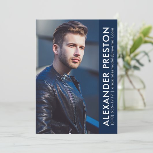 Model Actor Foto Comp Card 12x18 dk Blue AP Einladung (Stehend Vorderseite)