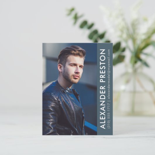 Model Actor Foto Comp Card Blue AP Postkarte (Stehend Vorderseite)