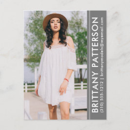 Model Actor Foto Comp Card Graue Postkarte