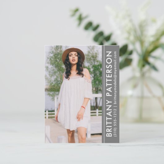 Model Actor Foto Comp Card Graue Postkarte (Stehend Vorderseite)