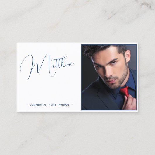 Model Actor Foto Förderung weiß und blau Visitenkarte (Vorderseite)