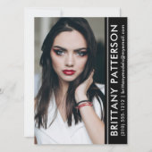 Model Actor Foto Pro Comp Card Schwarzer Streifen Einladung (Vorderseite)