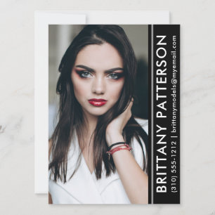 Model Actor Foto Pro Comp Card Schwarzer Streifen Einladung