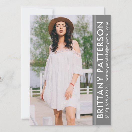 Model Actor Foto Pro Comp-Karte Grau Einladung (Vorderseite)