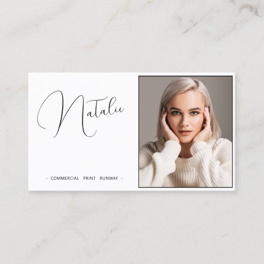 Model Actor Foto Werbeweiß und Schwarz Visitenkarte (Vorderseite)