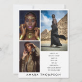 Model Actor Modeling Comp Card 4 Photo Modern Einladung (Rückseite)