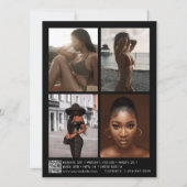 Model Actor Modeling Comp Card 5 Photo Black Einladung (Rückseite)