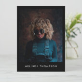 Model Actor Modeling Comp Card 5 Photo Black Einladung (Stehend Vorderseite)