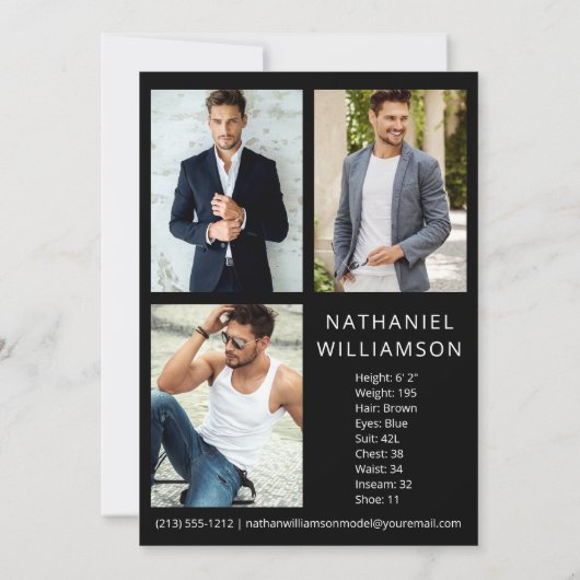 Model Actor Modern Pro 4 Foto Comp Card Einladung (Rückseite)