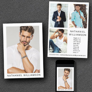 Model Actor Modern Pro 4 Foto Comp Card Einladung