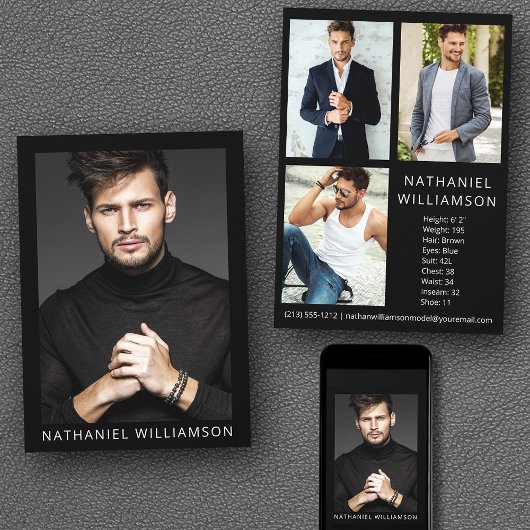 Model Actor Modern Pro 4 Foto Comp Card Einladung