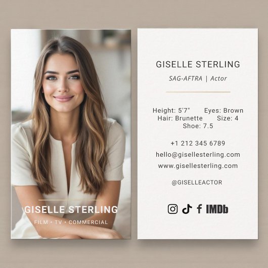 Model Actor Photo Neutral Beige Visitenkarte