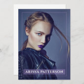 Model Actor Pro Comp Card 1 Foto Violett Einladung (Vorne/Hinten)