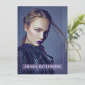 Model Actor Pro Comp Card 1 Foto Violett Einladung (Stehend Vorderseite)