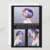 Model Actor Pro Comp Card 3 Foto Schwarz Einladung (Rückseite)