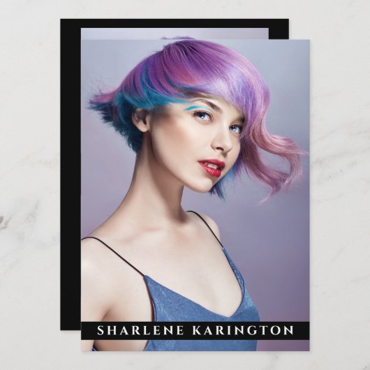 Model Actor Pro Comp Card 3 Foto Schwarz Einladung (Vorne/Hinten)