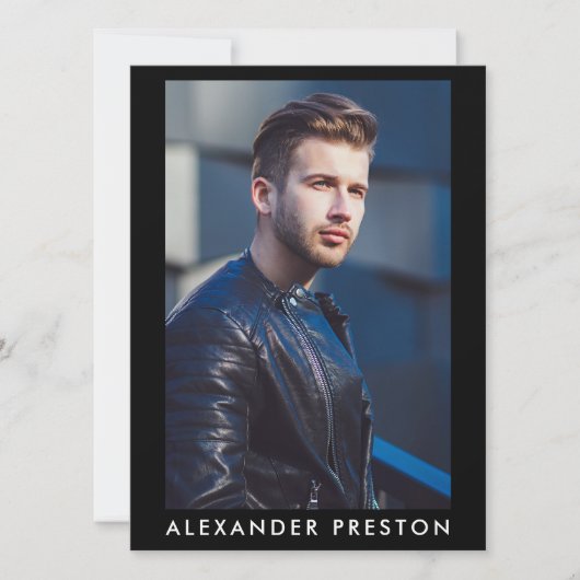 Model Actor Pro Comp Card Male 5 Foto Schwarz Einladung (Vorderseite)