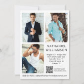 Model Actor QR Code 4 Foto Pro Comp Card Einladung (Rückseite)