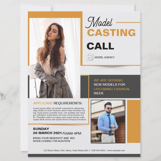 Model Casting Call Flyer Template (Vorderseite)