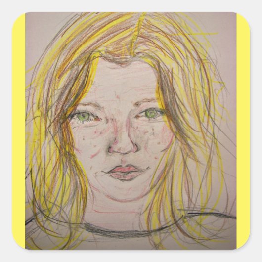 Model Girl Quadratischer Aufkleber (Vorderseite)