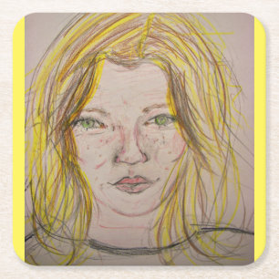 Model Girl Rechteckiger Pappuntersetzer