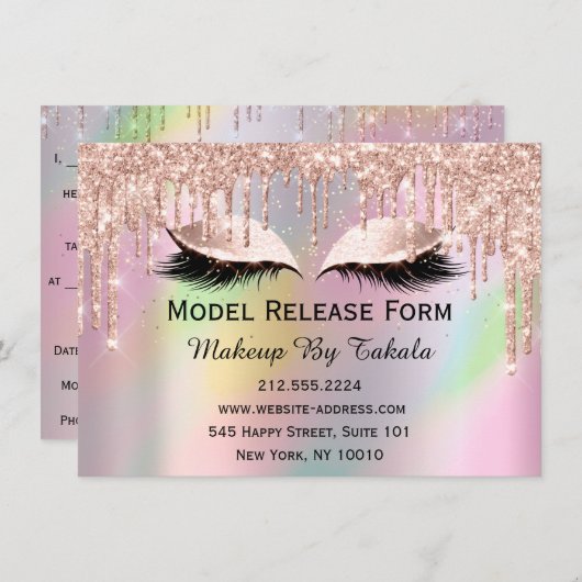 Model Release Form Makeup Artist Holographic Einladung (Vorne/Hinten)