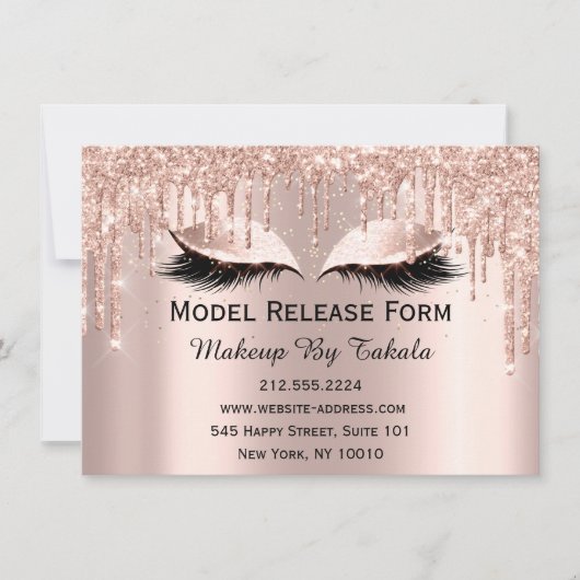 Model Release Form Makeup Artist Rose Einladung (Vorderseite)