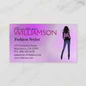 Model Wearing Blue Jeans Lila Fashion Stylist Visitenkarte (Rückseite)