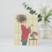 Model with Fox Trimmed Coat Postkarte (Stehend Vorderseite)