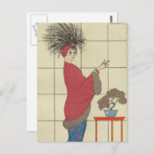 Model with Fox Trimmed Coat Postkarte (Vorne/Hinten)