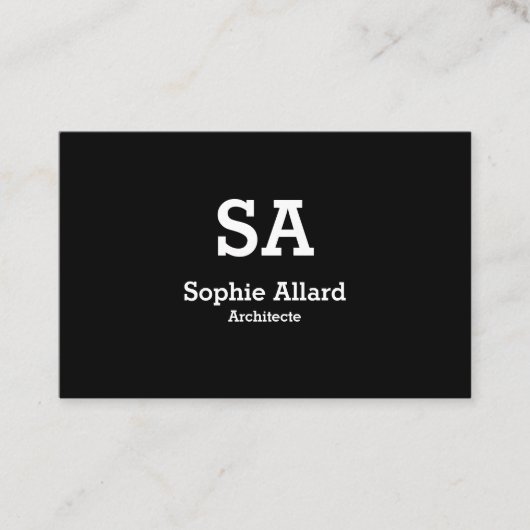 Modèle de carte de visite moderne à initiales noir visitenkarte (Vorderseite)