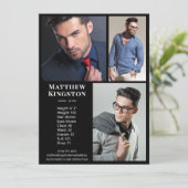 Modell 3 Foto Pro Comp Card Vorlage Schwarz (Stehend Vorderseite)