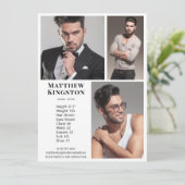 Modell 3 Foto Pro Comp-Karte Vorlage Weiß (Stehend Vorderseite)