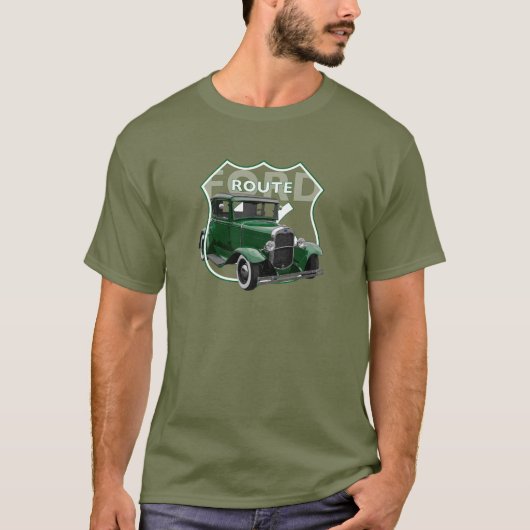 Modell A 1930 Green Classic Hotrod Route66 T - Shi T-Shirt (Vorderseite)