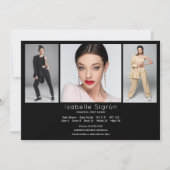 Modell Actor 3 Foto Comp Card Vorlage 12x18 Schwar (Vorderseite)