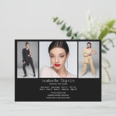 Modell Actor 3 Foto Comp Card Vorlage 12x18 Schwar (Stehend Vorderseite)