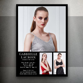 Modell Actor 3 Foto Comp Card Vorlage 12x18 Schwar