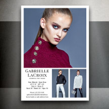 Modell Actor 3 Foto Comp Card Vorlage 12x18 weiß