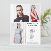 Modell Actor 3 Foto Pro Comp Card Vorlage Weiß (Stehend Vorderseite)