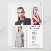 Modell Actor 3 Foto Pro Comp Card Vorlage Weiß (Vorderseite)