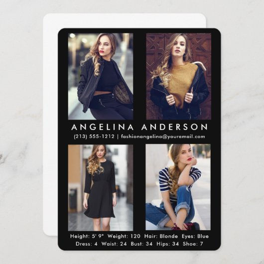 Modell Actor 4 Foto Comp Card Blk R (Vorne/Hinten)