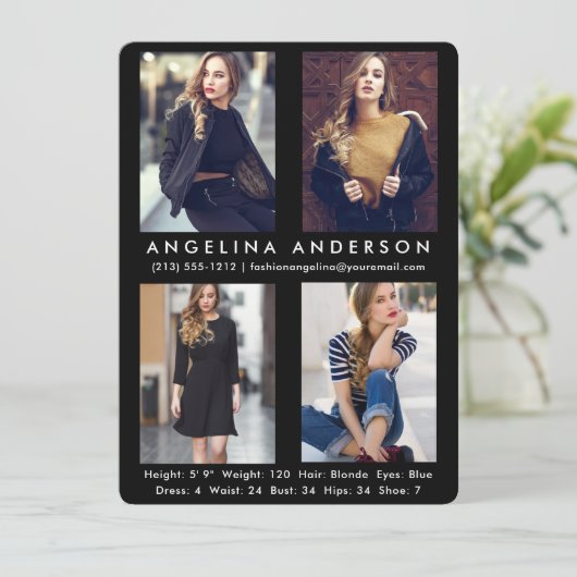 Modell Actor 4 Foto Comp Card Blk R (Stehend Vorderseite)