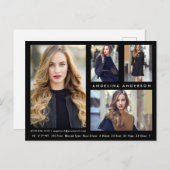 Modell Actor 4 Foto Comp Card - Schwarze Postkarte (Vorne/Hinten)