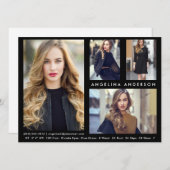 Modell Actor 4 Foto Comp Card - Schwarze Vordersei (Vorne/Hinten)