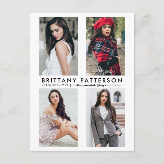 Modell Actor 4 Foto Comp Card Weiße Postkarte (Vorderseite)