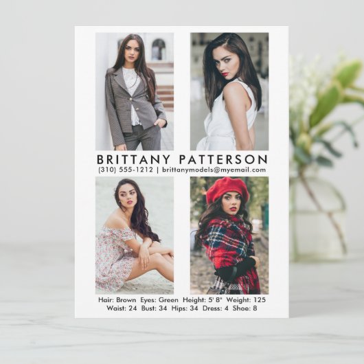 Modell Actor 4 Foto Pro Comp Karte weiß (Stehend Vorderseite)