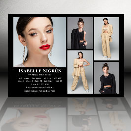 Modell Actor 5 Foto Comp Card Vorlage 12x18 Schwar