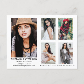 Modell Actor 5 Foto Comp Card Weiße Postkarte